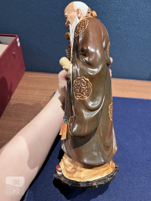 民国 曾龙升粉彩寿星瓷塑 - 图7